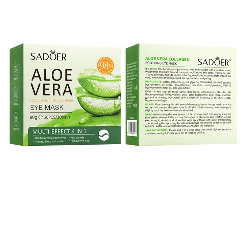 Kollagen øjenmaske med aloe vera – fugter, strammer op og reducerer rynker (60 stk.)