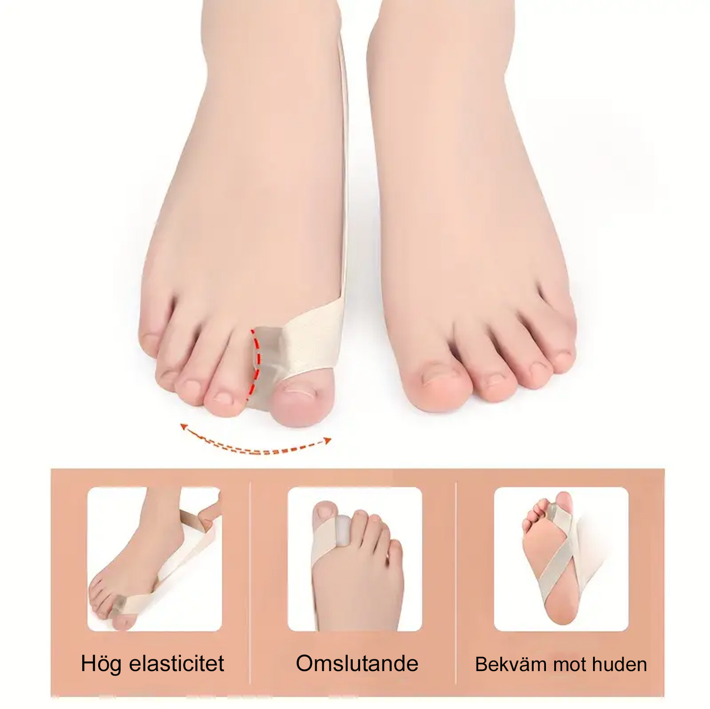 Tåseparatör med justerbart hallux valgus-stöd