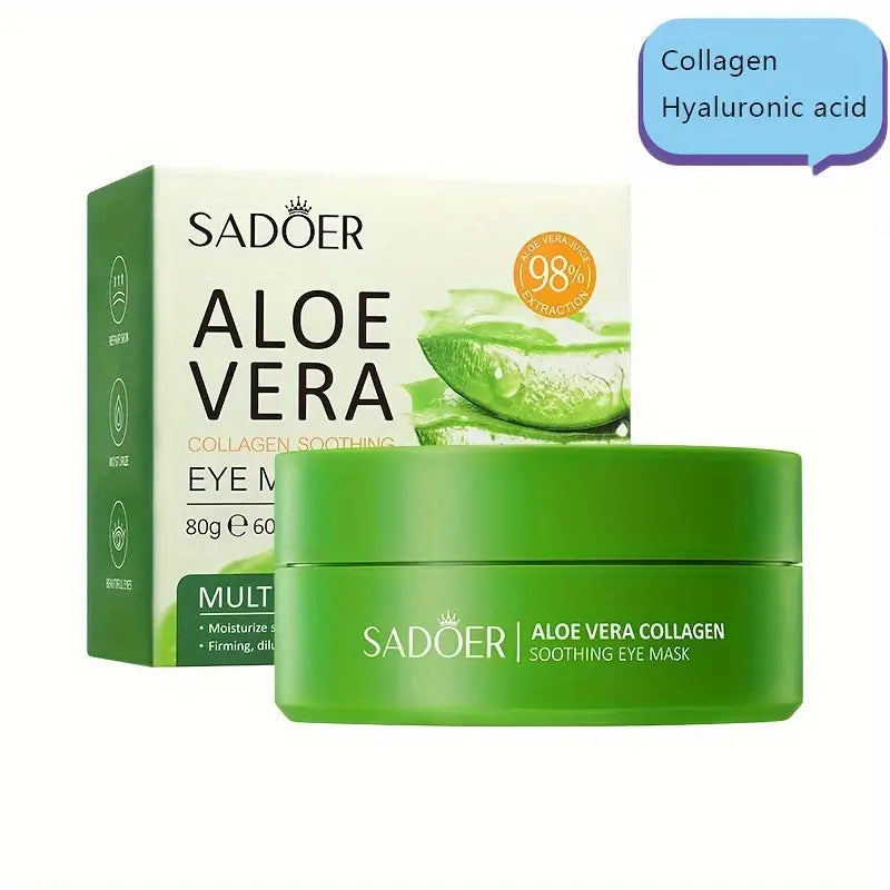 Kollagen øjenmaske med aloe vera – fugter, strammer op og reducerer rynker (60 stk.)
