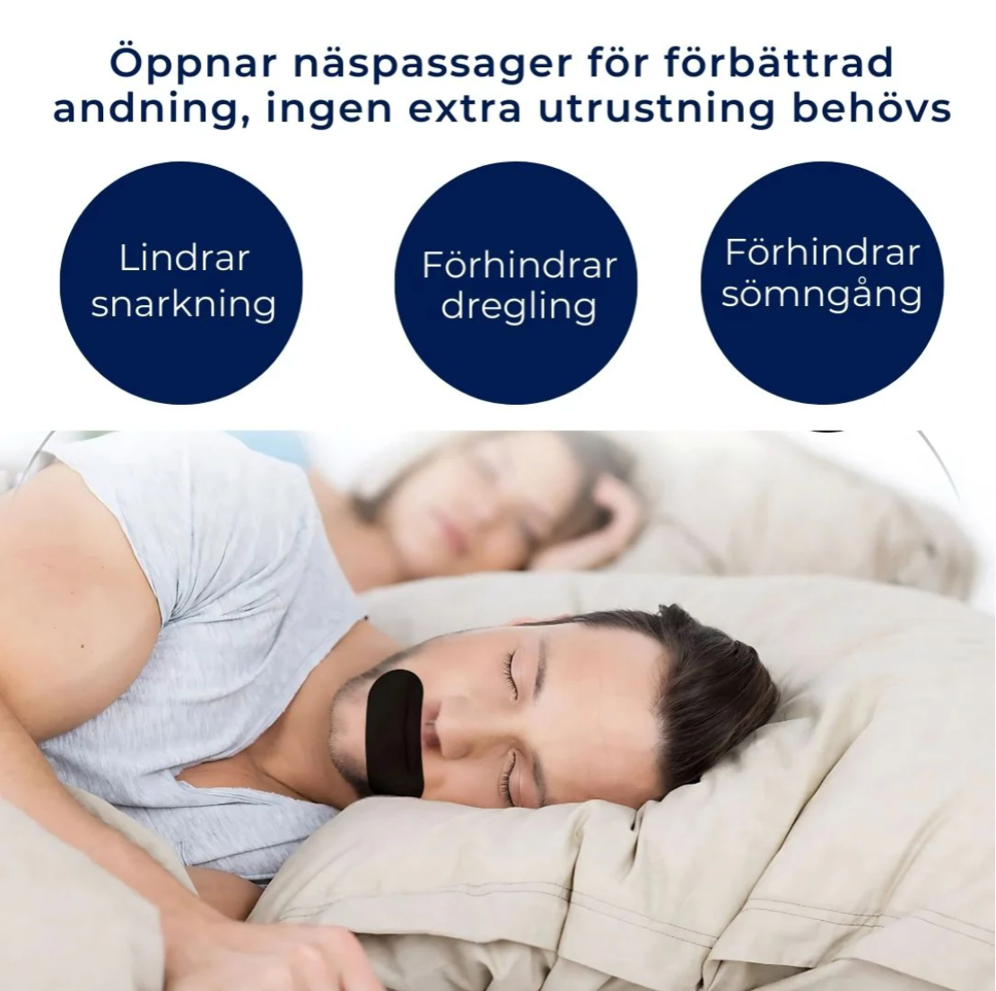 BreatheEase Muntejp – Mot Snarkning & förbättrad sömn (30 st)