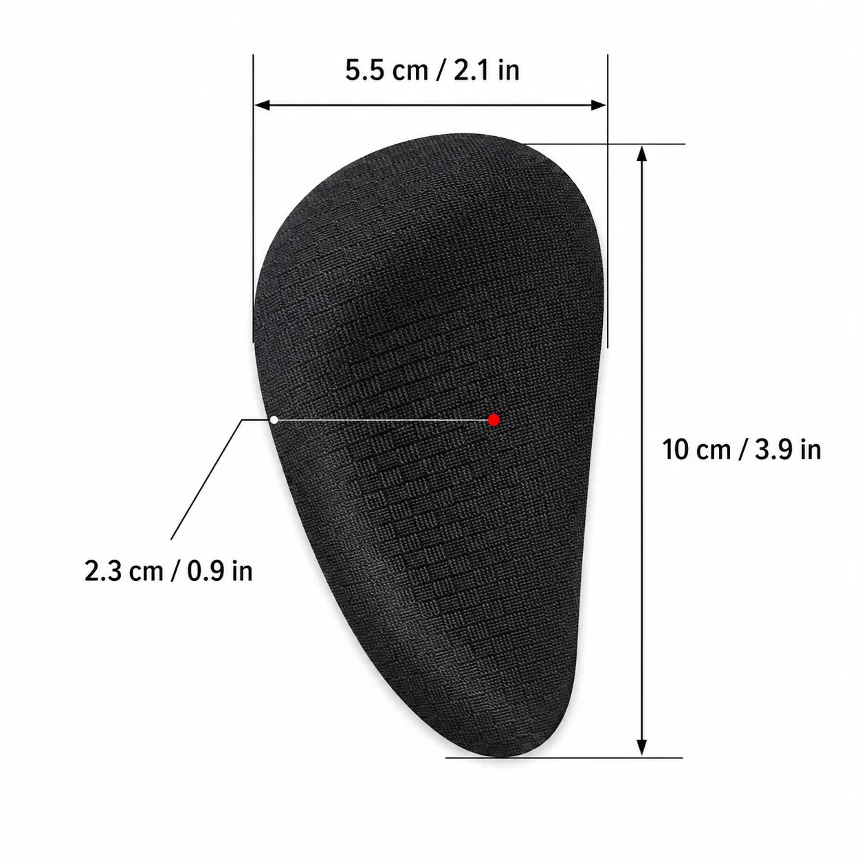 Andningsbart fotvalvsstöd med kompakt design och måttanpassad passform för stöd och avlastning av fotvalvet.