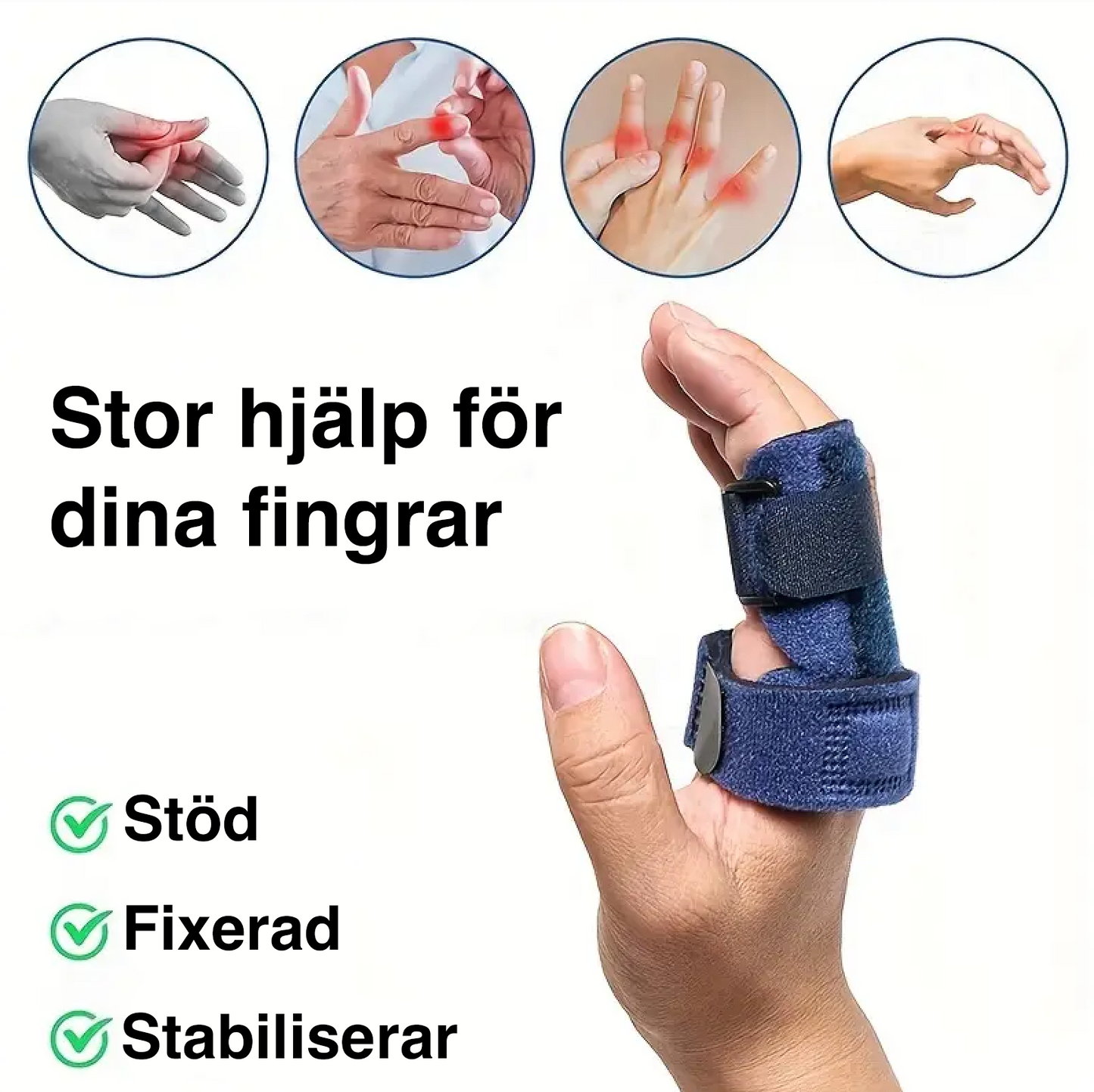 Justerbar fingerskinne med aluminiumsstøtte – stabiliserende støtte til fingrene