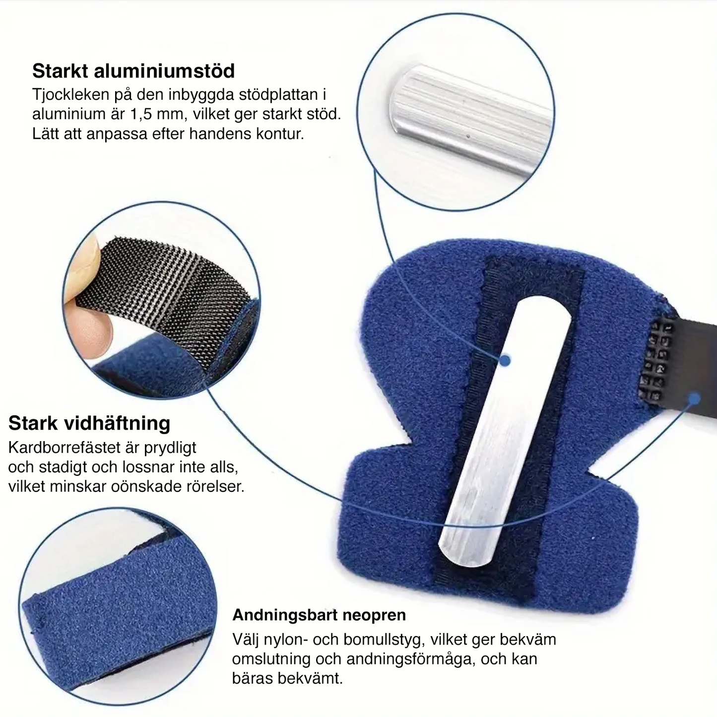 Justerbar fingerskinne med aluminiumsstøtte – stabiliserende støtte til fingrene