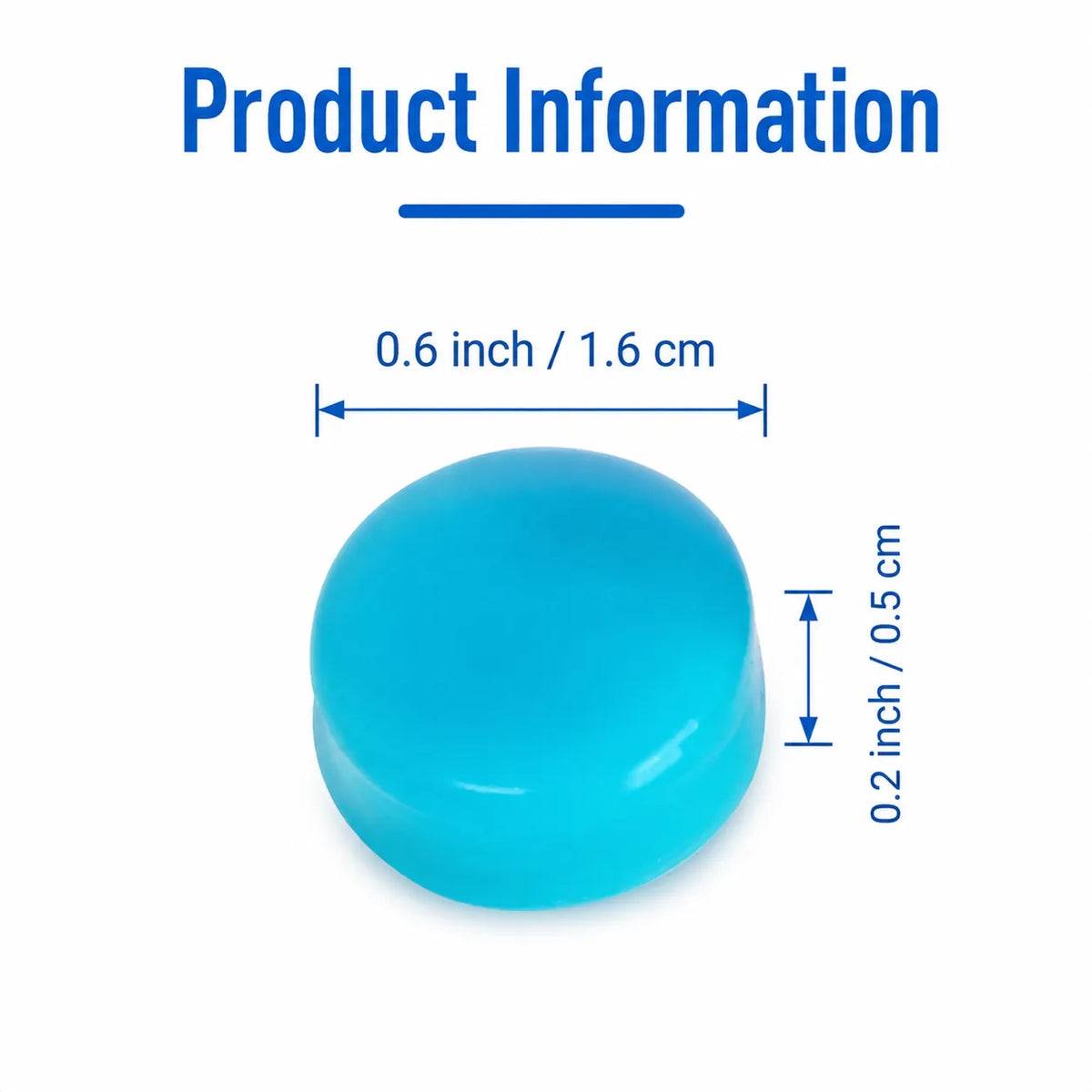 Formbara silikonöronproppar med produktmått och storleksinformation.