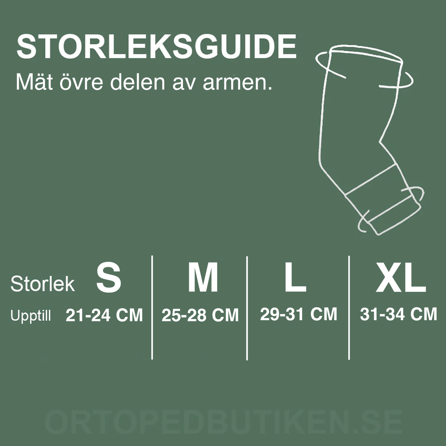 Storleksguide för tennisarmbågsstöd med kompression