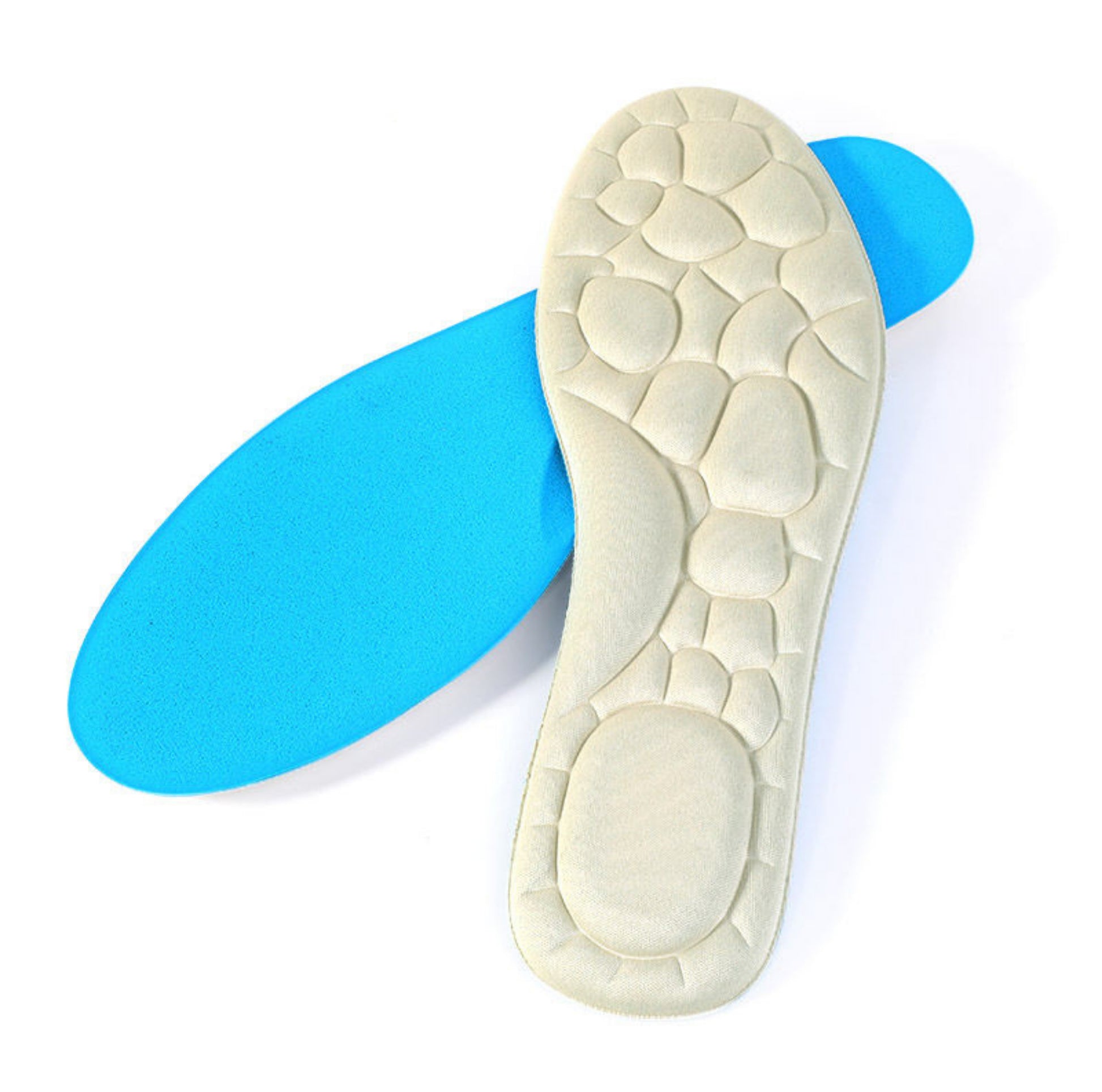 Mjuka 4D-moln skoinlägg med stötdämpande zoner för häl och framfot, utformade för ökad komfort och avlastning i vardagsskor.