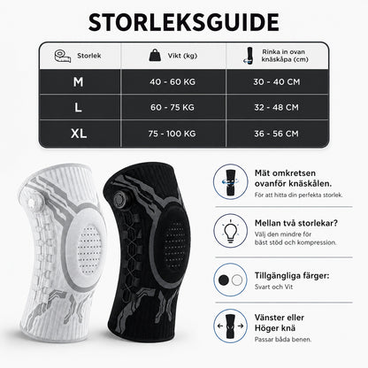 Knäskydd med Dynamisk kompression och anpassningsbart stöd