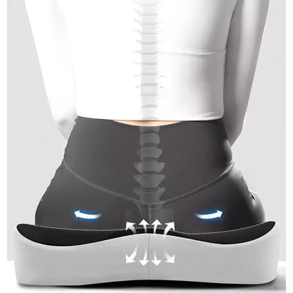 Illustration över hur sittdynan fördelar vikt och stödjer din rygg