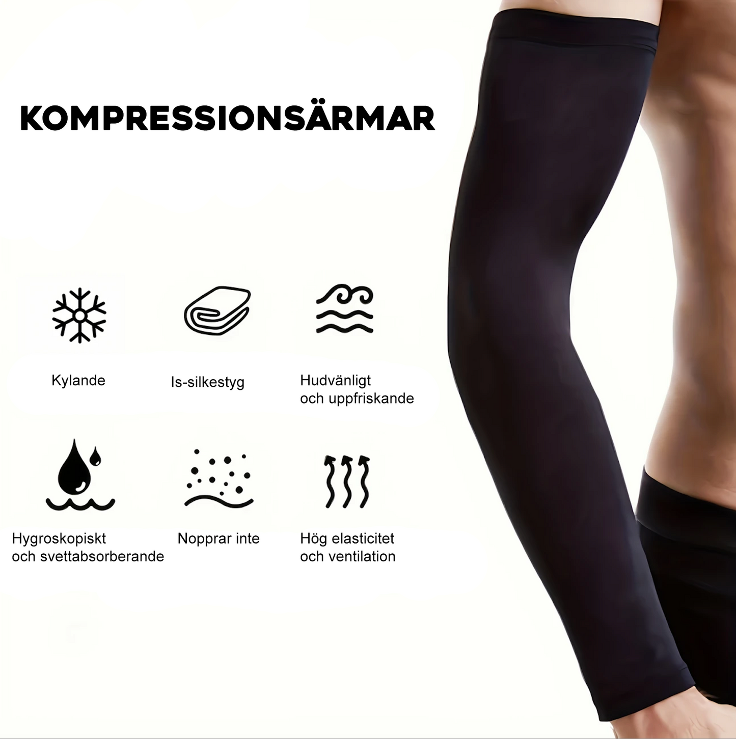 Kompressionsärmar – Svalkande, Elastiska & Snabbtorkande för sport & vardag (2 st)
