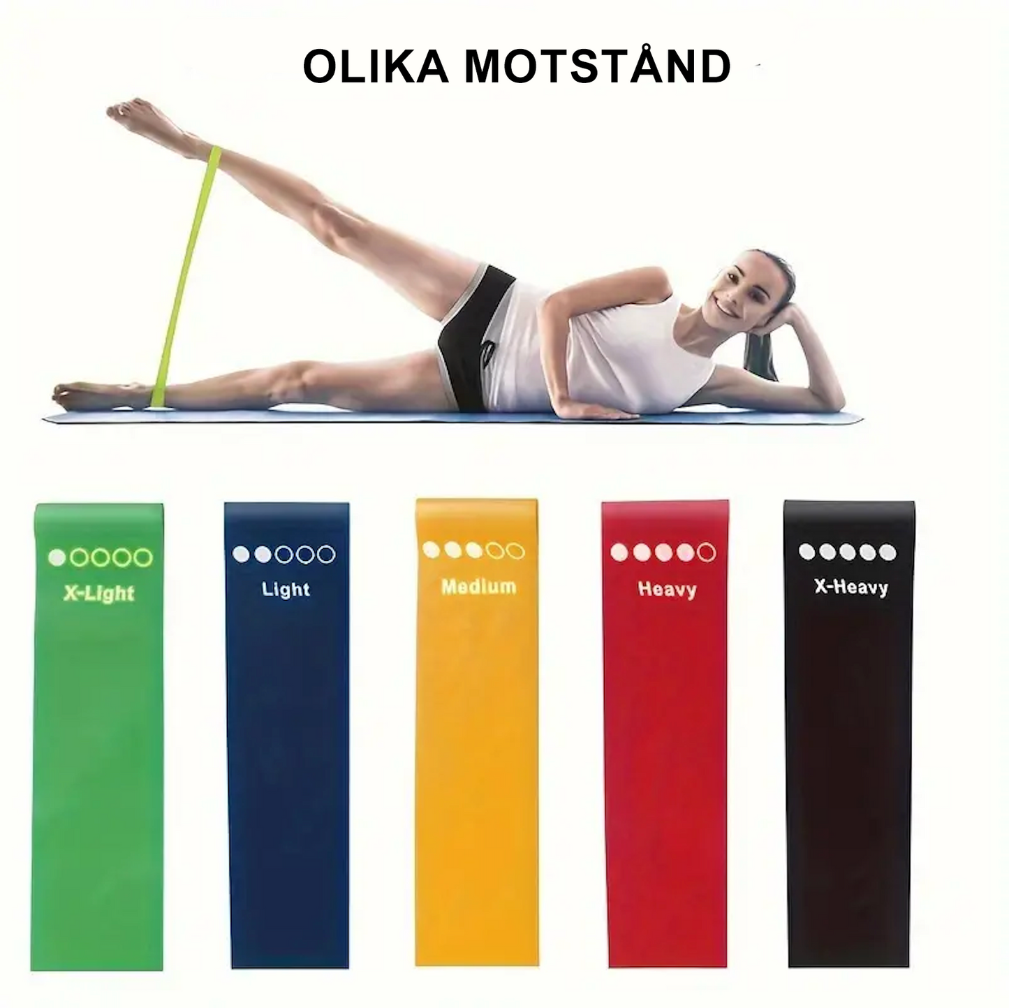 5-pak træningsbånd til fuldkropstræning – Hjemmegym, fitness, yoga og pilates