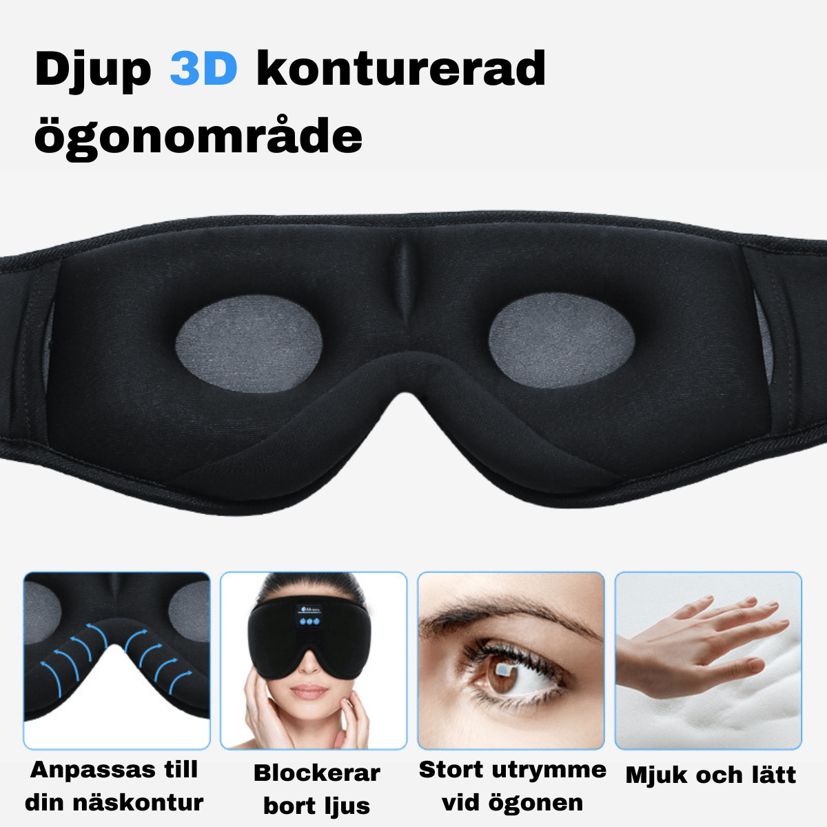 Formad 3D insida som ligger bekvämt runt ögonen