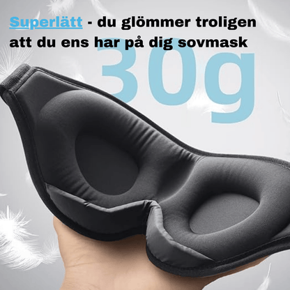 Sovmasken är superlätt och väger enbart 30g