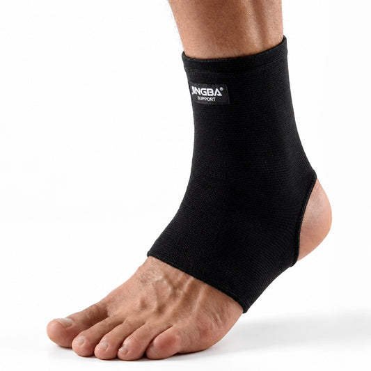 Svart stödstrumpa för fotled med elastisk passform och öppen häl.
