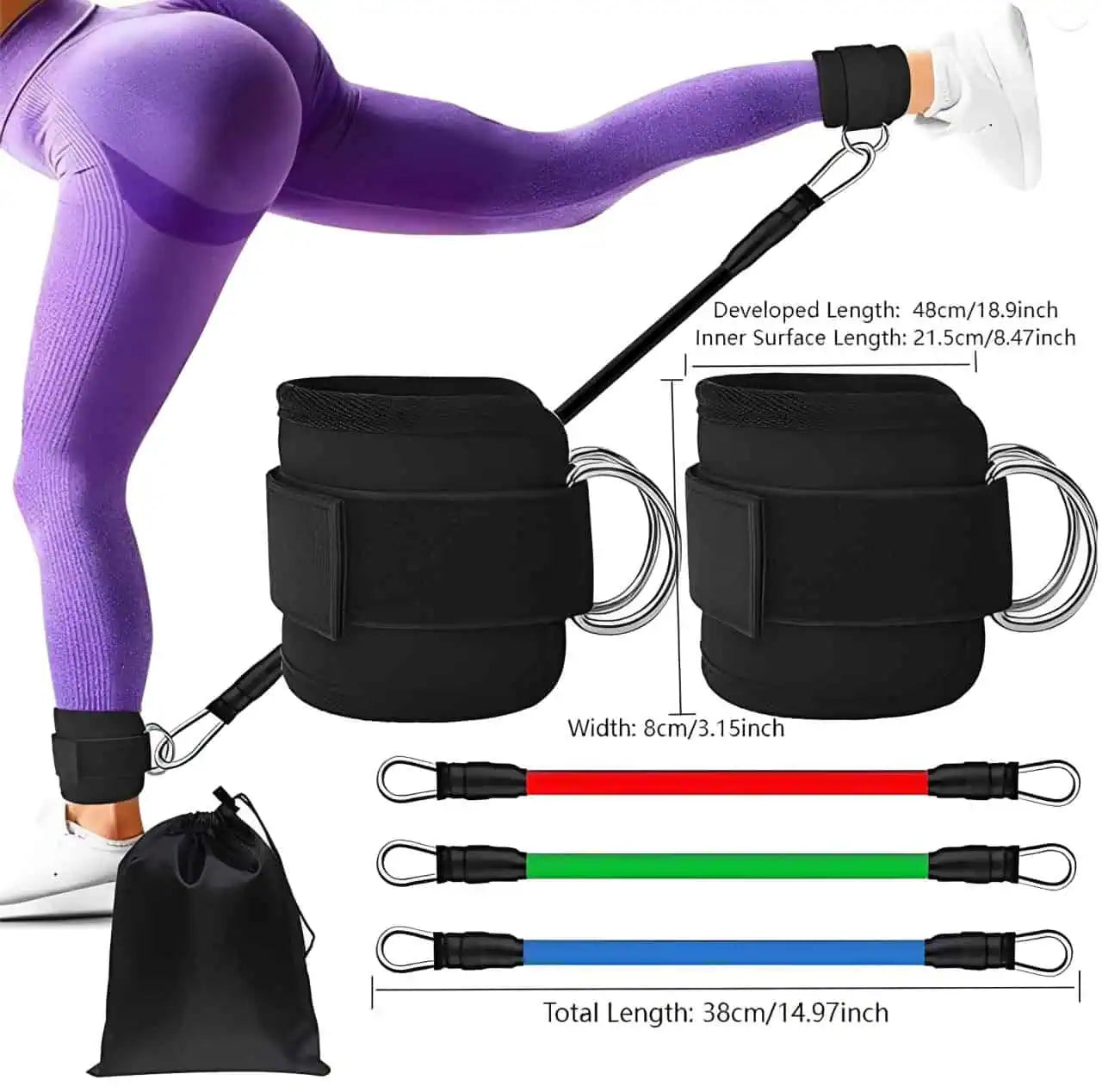 Ankelband som används vid ben- och sätesträning med motstånd