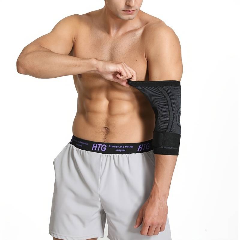 Armbågsstöd med kompression placerat runt underarmen