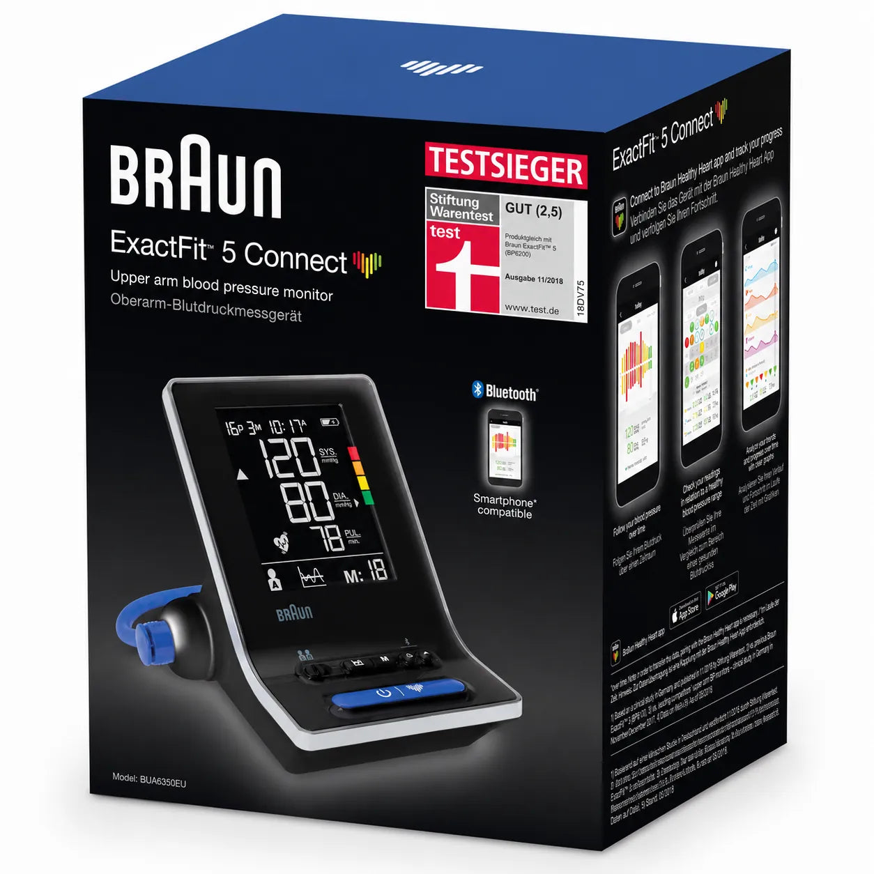 Förpackning till Braun ExactFit 5 Connect blodtrycksmätare.