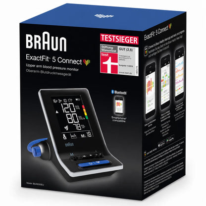 Förpackning till Braun ExactFit 5 Connect blodtrycksmätare.