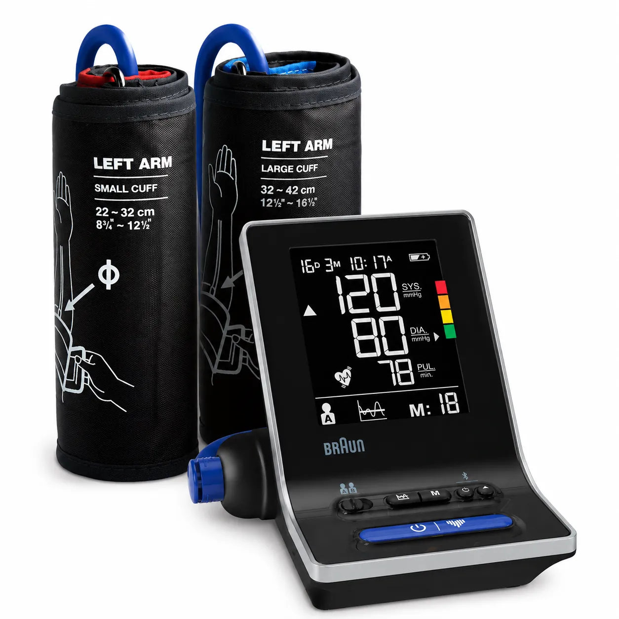 Braun ExactFit 5 Connect med två manschetter i olika storlekar.