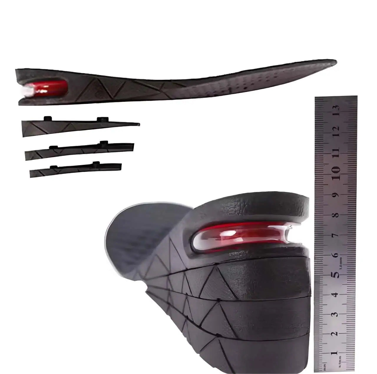 Diskreta skoinlägg för ökad längd placerade i sko