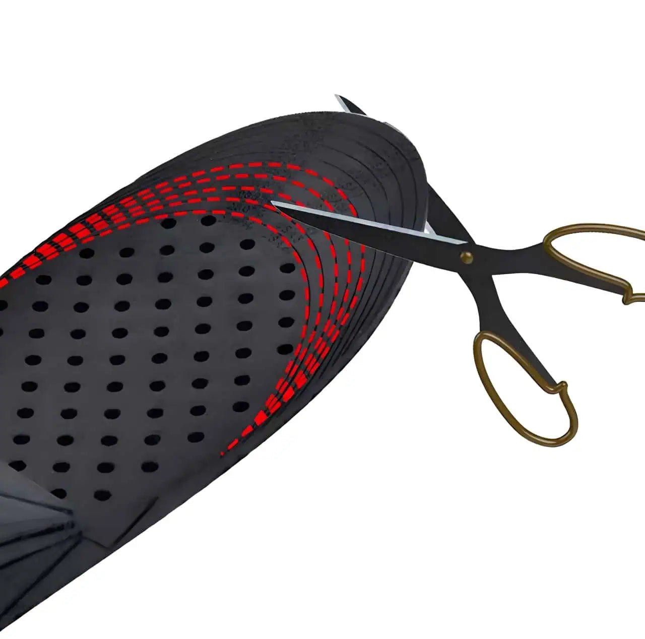 Ventilerad yta och stötdämpande material i skoinlägg som går att klippa till önskad storlek