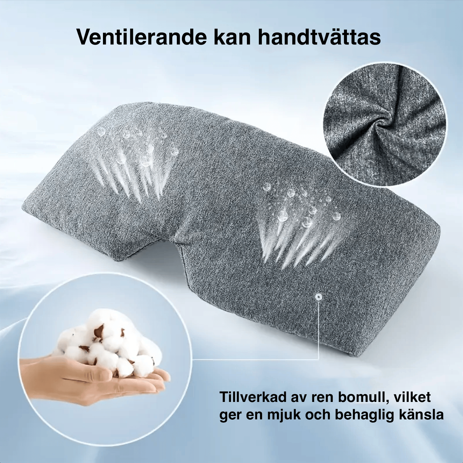Grå sovmask i mjuk bomull med ergonomisk form