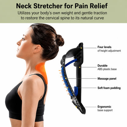 Effektivt nackstöd med 4 nivåer för nackstretch och ergonomiskt stöd.