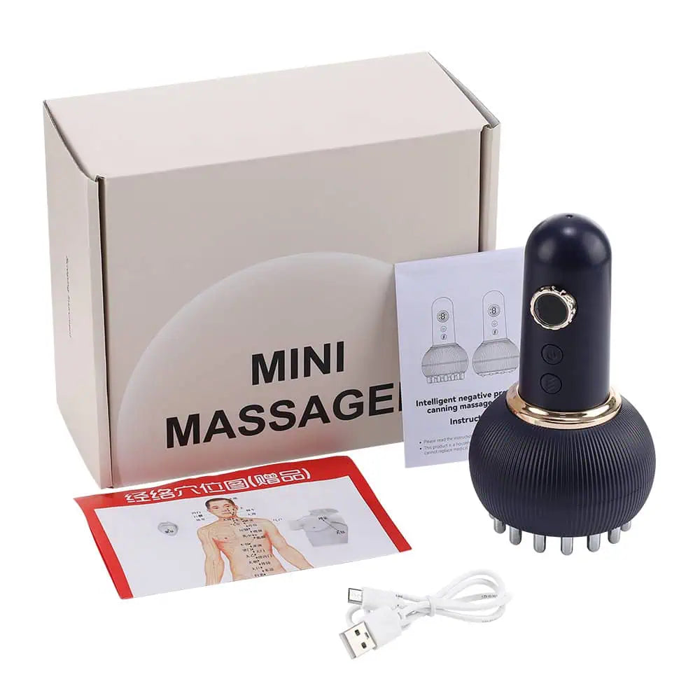 Massageapparat med tillbehör och förpackning för hemmabruk