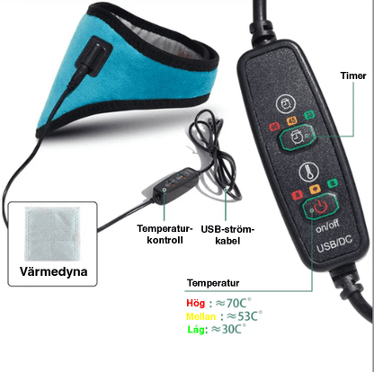 Kontrollenhet till elektriskt nackstöd med justerbara värmeinställningar