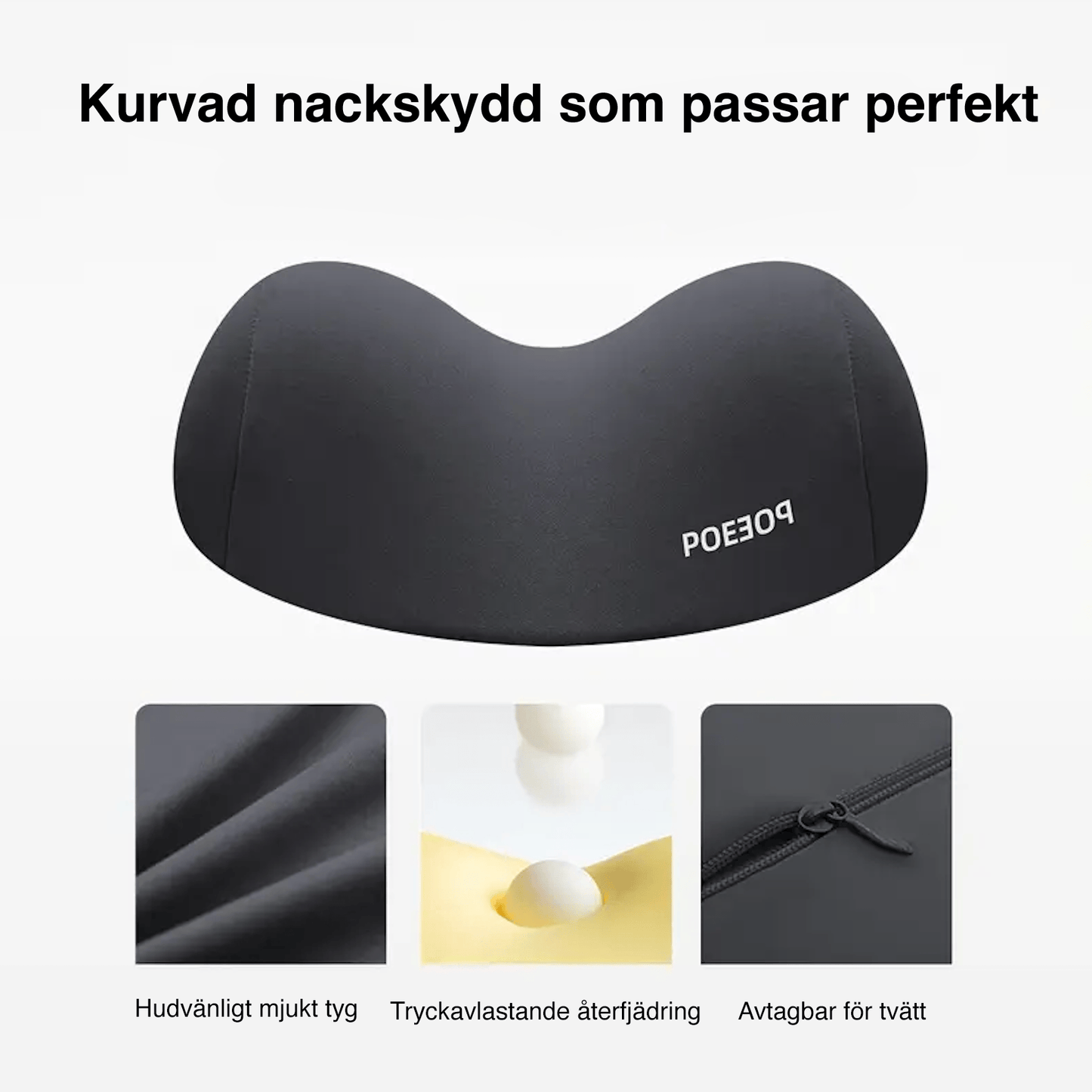 Kurvad nackkudde som följer nackens naturliga form