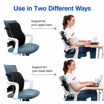 Ergonomisk ryggstödskudde för övre och nedre ryggstöd.