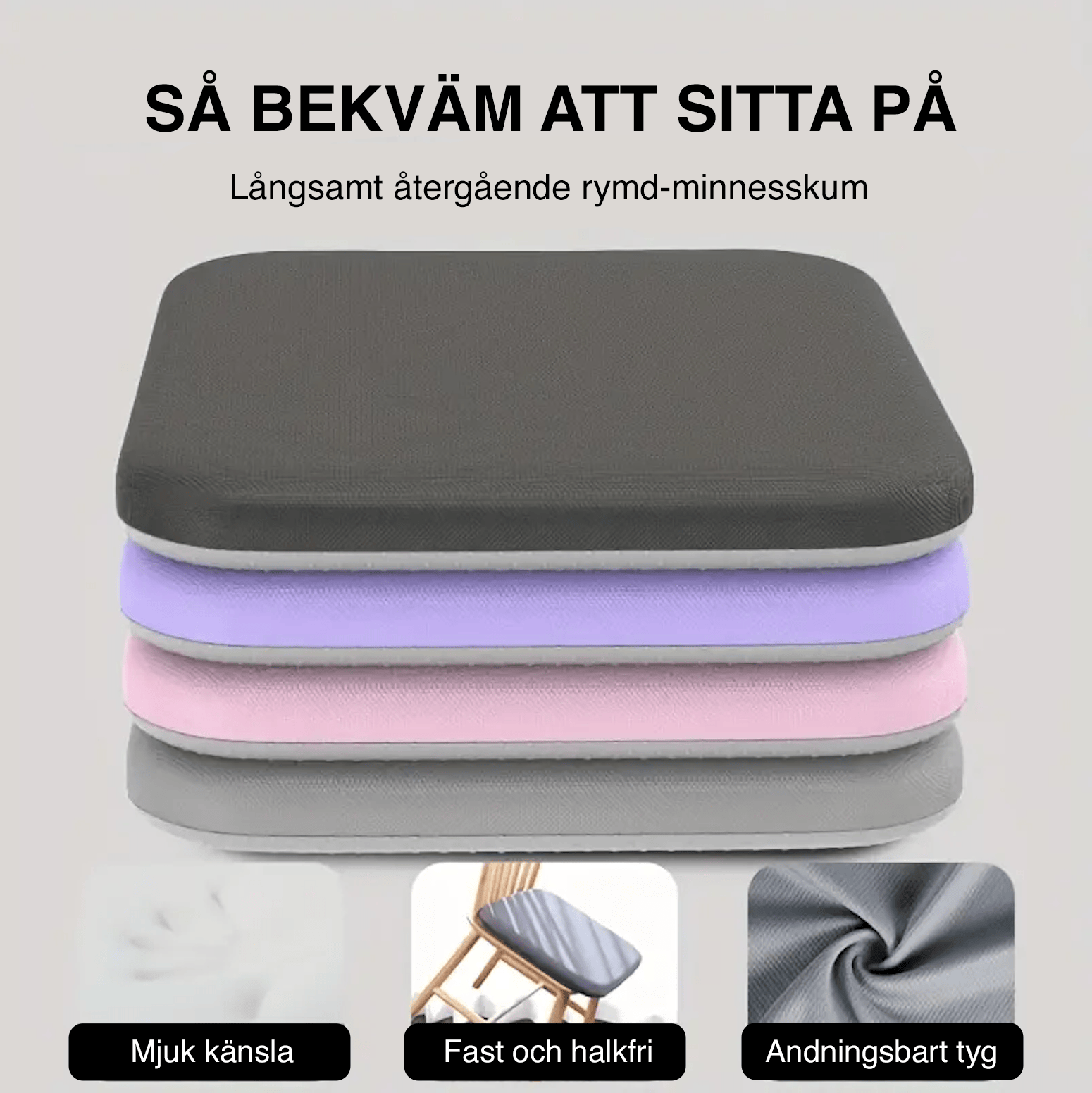 Memory foam sittdyna som ger jämn tryckavlastning