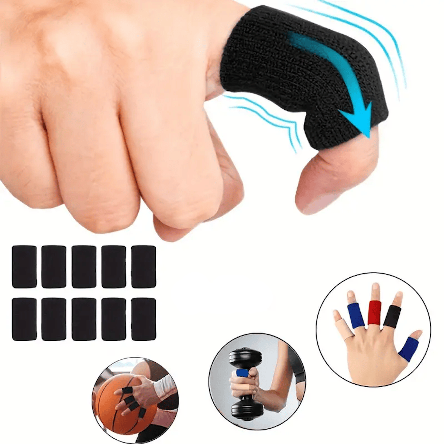 Fingerhylsor som bärs på handen vid vardagsaktivitet