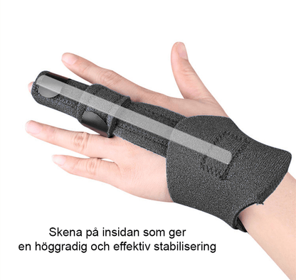 Handleds- och fingerskena som minskar rörelse vid skada