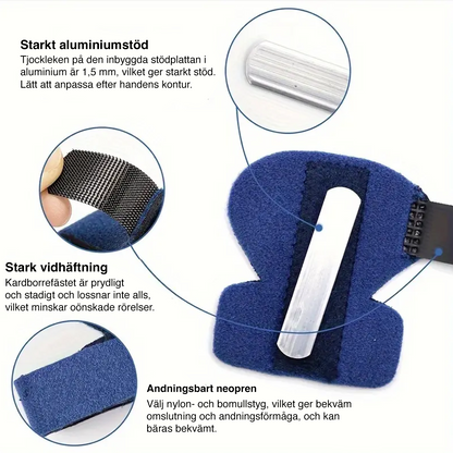 Justerbar fingerskinne med aluminiumsstøtte – stabiliserende støtte til fingrene