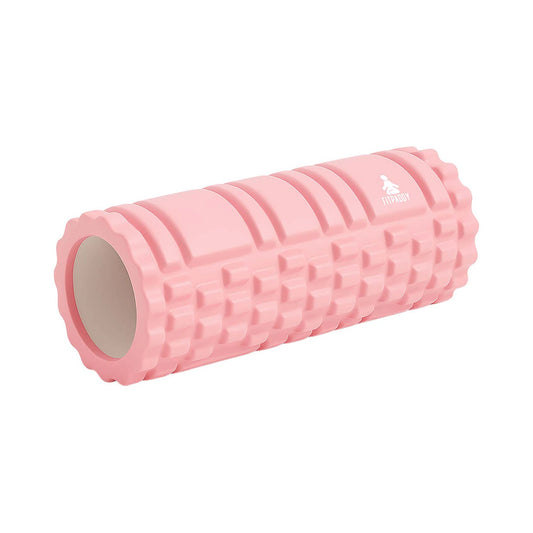 Fitpaddy massagerulle Pink Edition liggande, med strukturerad yta