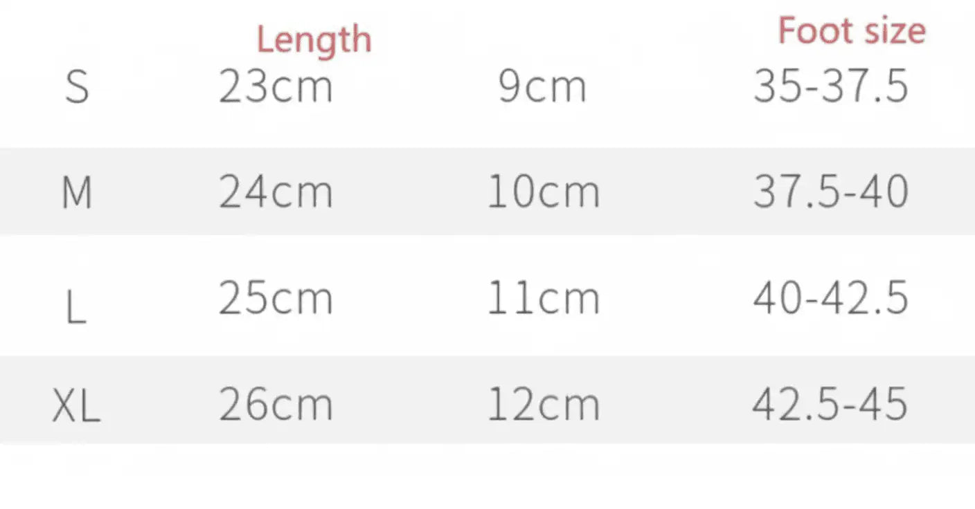 Storleksguide för fotledsstöd