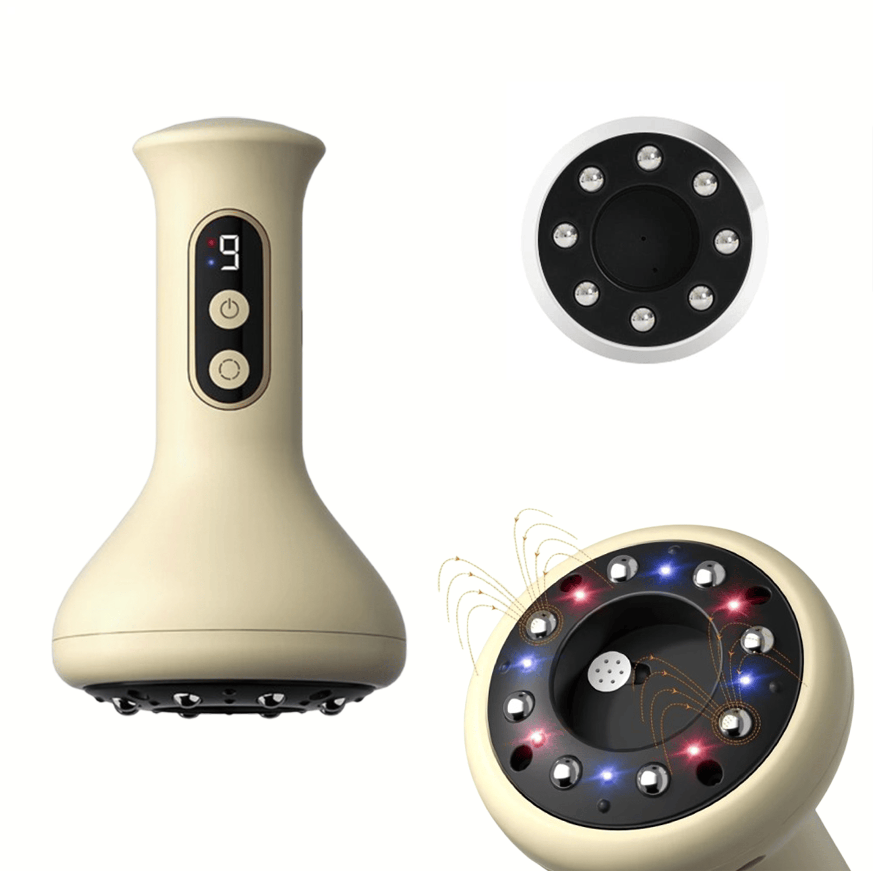 Produktbild av gua sha massageapparat med värme och massagehuvuden