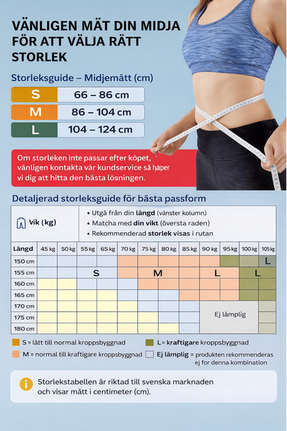 Storleksguide för ryggstödet