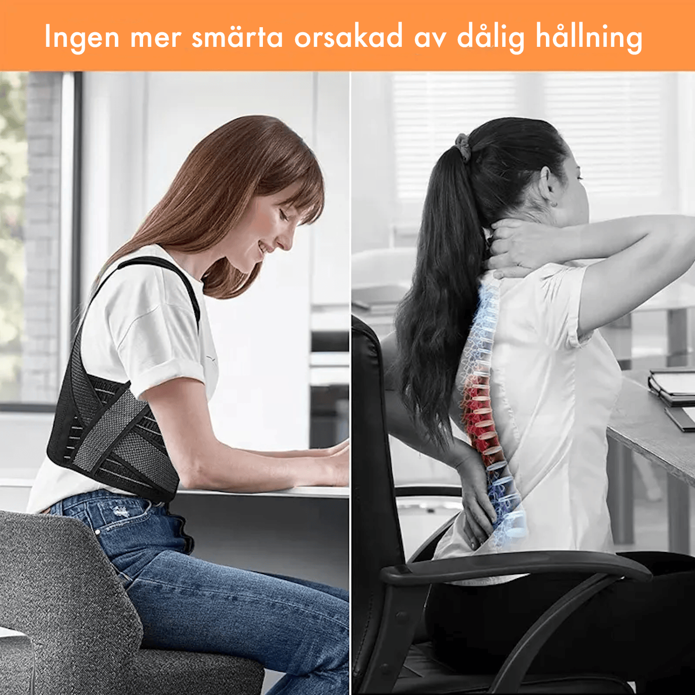 Person som använder bandaget sittande vid skrivbord