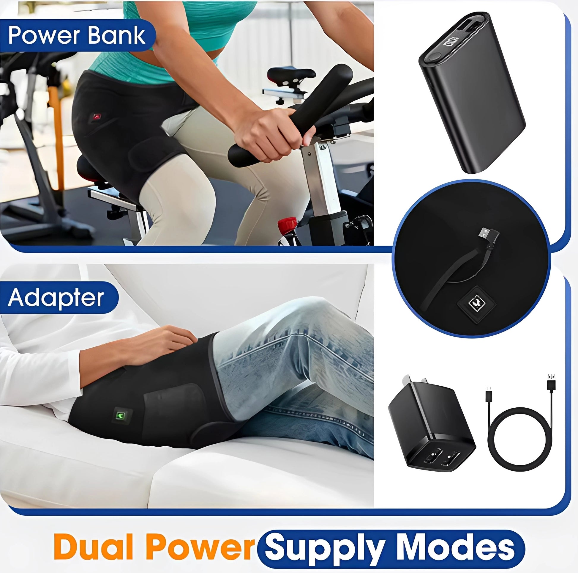 Produkten går att ladda med både powerbank och adapter.