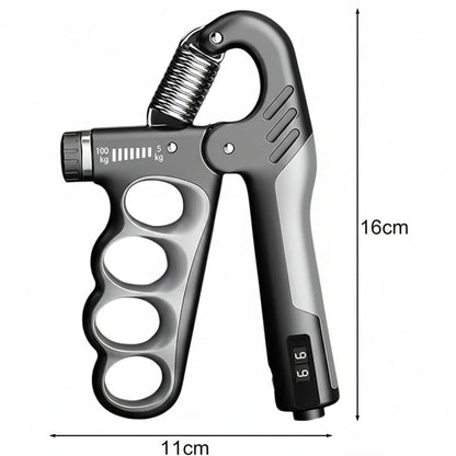Justerbar handtränare med räknare för styrketräning av hand och underarm.