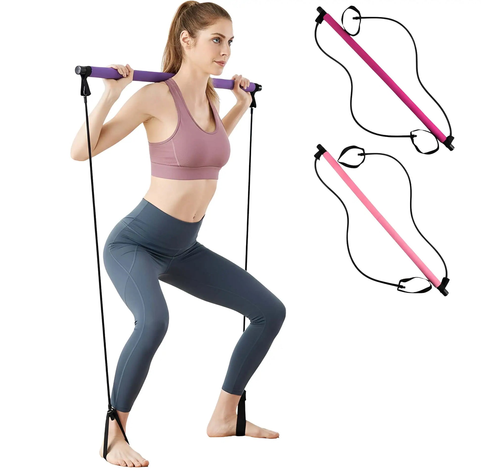 Justerbar träningsstång med elastiska band för träning