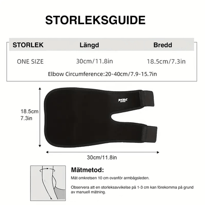 Storleksguide för justerbart armbågsstöd i neopren