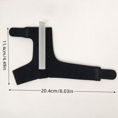 Storleksbild för justerbart tumstöd med aluminiumskena som visar produktens mått.