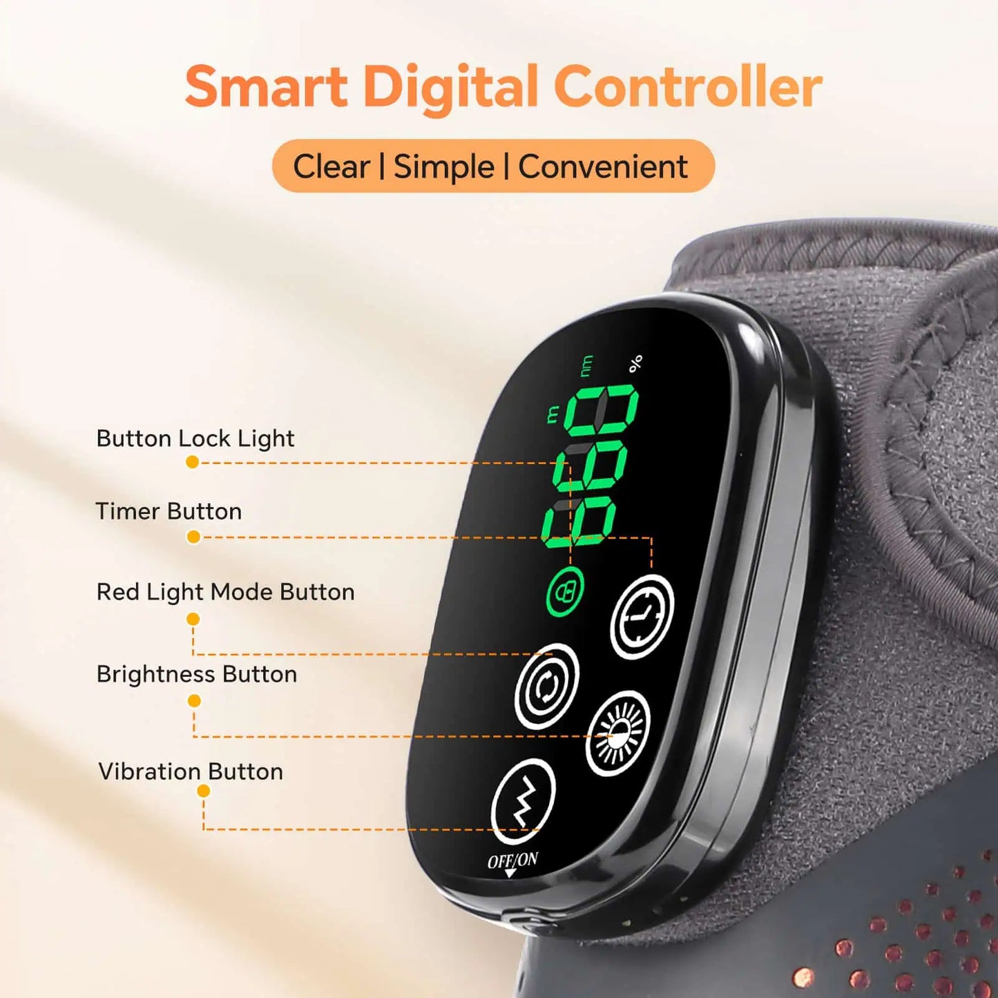 Digital kontrollpanel med massageinställningar