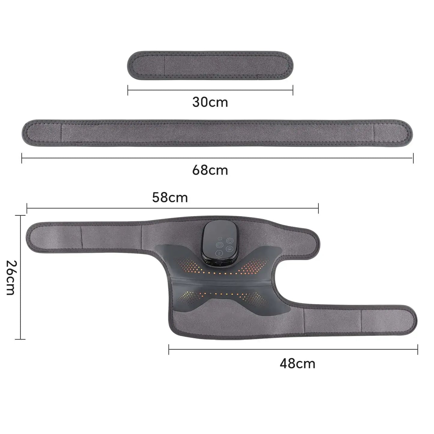 Mått och justerbar rem för knämassage