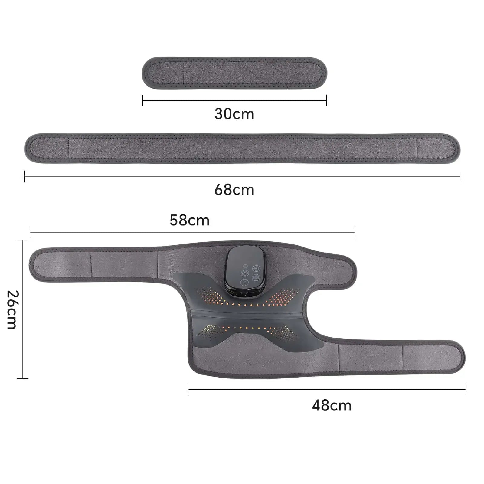 Mått och justerbar rem för knämassage