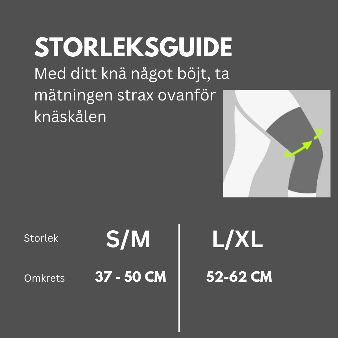 Storleksguide för knäskydd med stöd och kompression