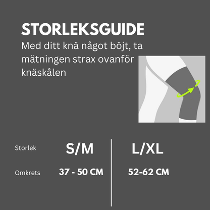 Storleksguide för knäskydd med stöd och kompression