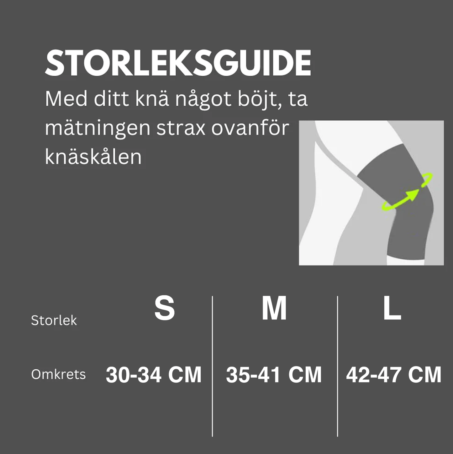 Storleksguide för knästöd med kompression